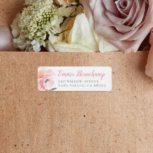Pastel Pink Watercolor Roses Custom Name & Address