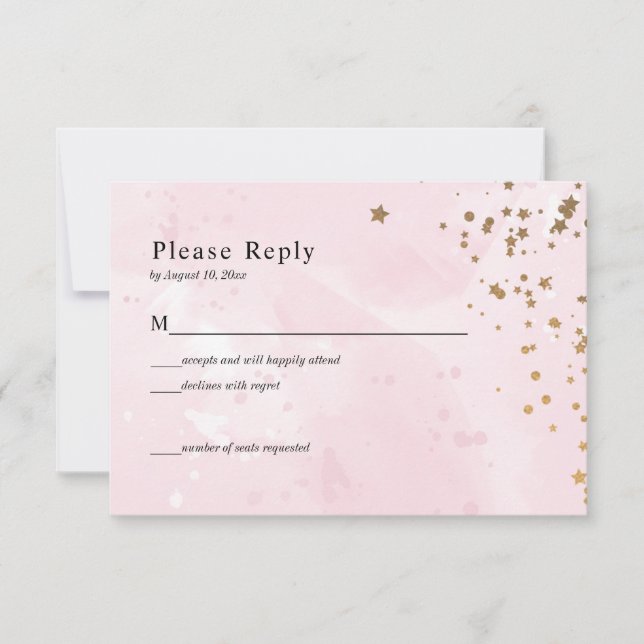 Pastel Pink Watercolor Wedding RSVP Card (Front)