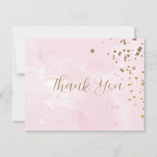 Pastel Pink Watercolor Wedding Thank You Card
