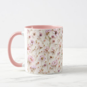 Pastel Pink Watercolor Wildflower Floral Pattern Mug