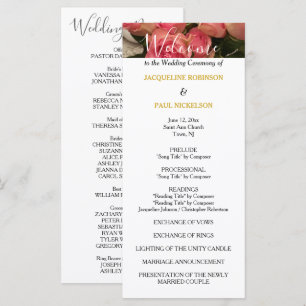 Pastel Pink Wedding Program Gold Programme