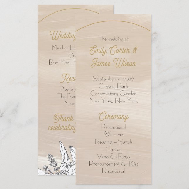 Pastel Pink Wedding Programme (Front/Back)