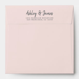 Pastel Pink Wedding Return Address Square Envelope
