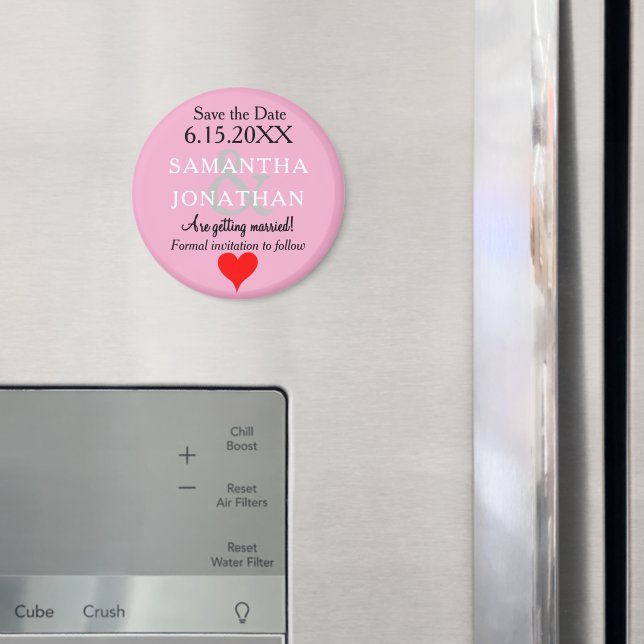 Pastel Pink Wedding Save the Date Heart  Magnet (In Situ (Fridge))