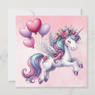 Pastel pink whimsical unicorn  card