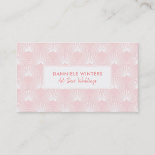 Pastel-Pink & White Art-Deco Pattern Business Card