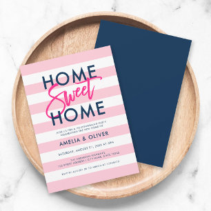 Pastel Pink & White Blue Housewarming Party Invitation