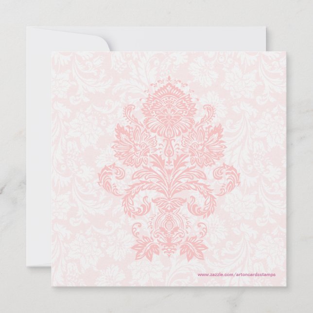 Pastel Pink & White Floral Damask Wedding Invite (Front)