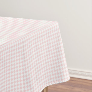 Pastel Pink White Home Decor Chequered Pattern Tablecloth
