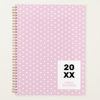 Pastel Pink White Polka Dot Personalised Planner