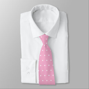 Pastel Pink White Polka Dots Tie