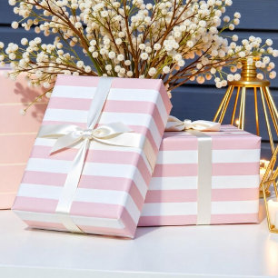 Pastel Pink White Stripes Wrapping Paper