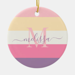 Pastel Pink White Yellow Purple Color Block  Ceramic Tree Decoration