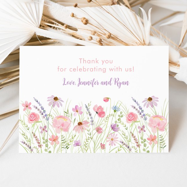 Pastel Pink Wildflower Meadow Baby Shower Thank You Card (Creator Uploaded)
