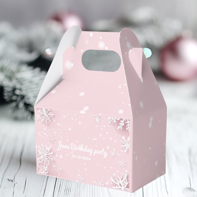 Pastel Pink Winter Wonderland Snowflake  Favour Box (Creator Uploaded)