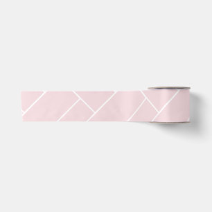 Pastel Pink with A White Geometric Pattern Satin Ribbon