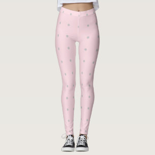 Pastel Pink with Grey Polka Dots Summer Look Leggings