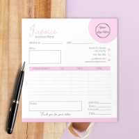 Pastel pink with logo feminine business invoice