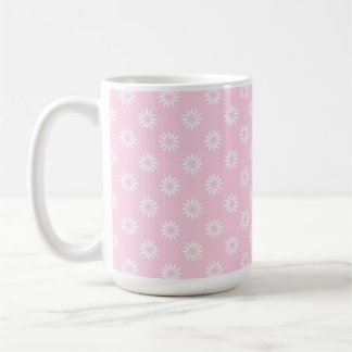 PASTEL PINK WITH ROWS OF WHITE FLOWERS COFFEE MUG