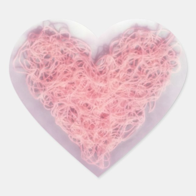 Pastel Pink Wool Yarn Valentine’s Day Craft Love Heart Sticker (Front)