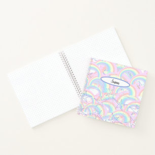 Pastel Pink Yellow Aqua Rainbows Stars Journal