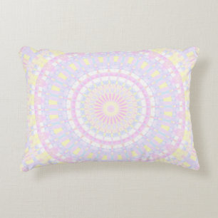 Pastel Pink, Yellow, Blue Kaleidoscope Decorative Cushion