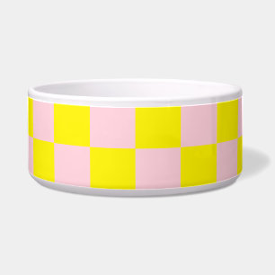 Pastel Pink Yellow Chequered Chequerboard Vintage