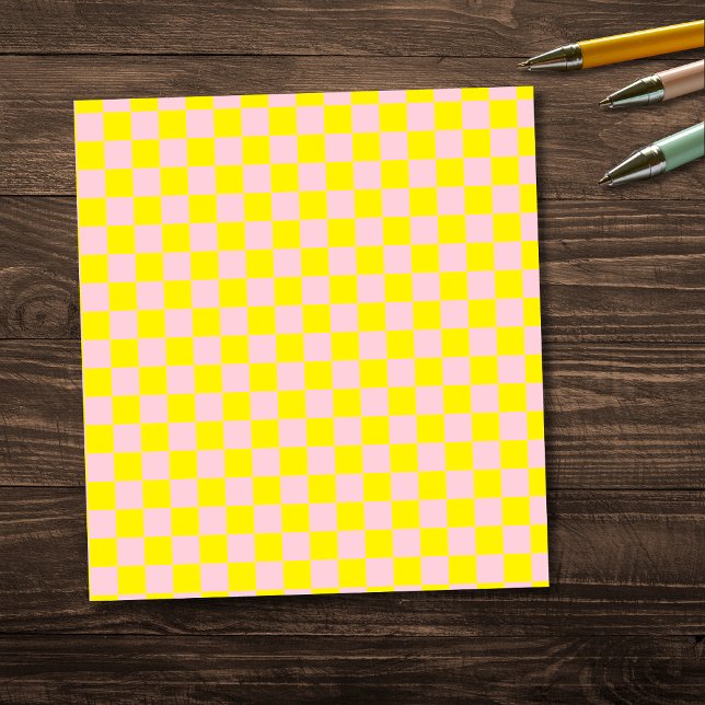 Pastel Pink Yellow Chequered Chequerboard Vintage Notepad (Creator Uploaded)