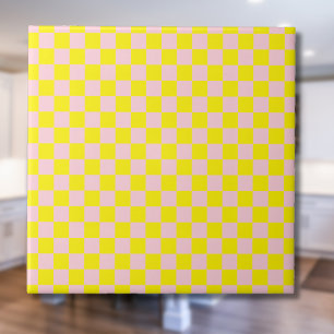 Pastel Pink Yellow Chequered Chequerboard Vintage Tile