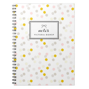 Pastel Pink Yellow Confetti Pattern Personalized Notebook