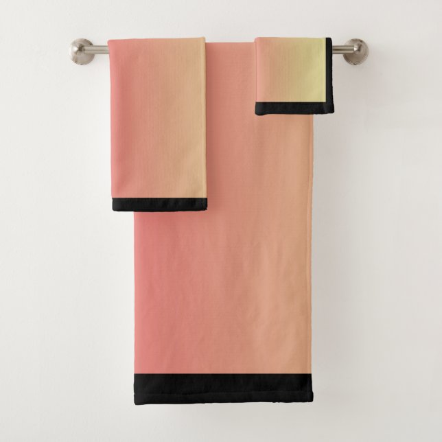 Pastel Pink Yellow Gradient  Bath Towel Set (Insitu)