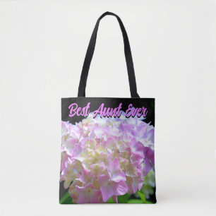 pastel pink yellow purple hydrangeas flowers Aunt Tote Bag