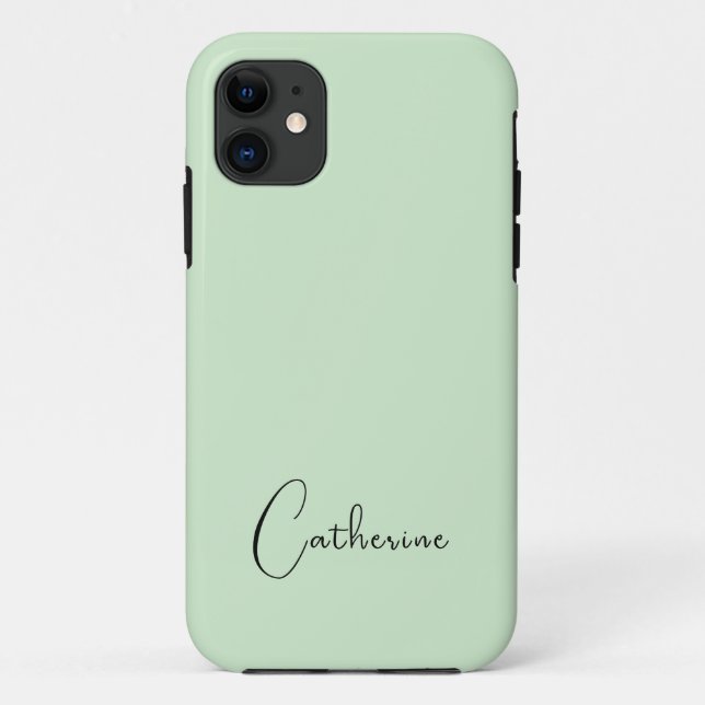 Pastel Pistachio Solid Colour | Minimalist Name Case-Mate iPhone Case (Back)
