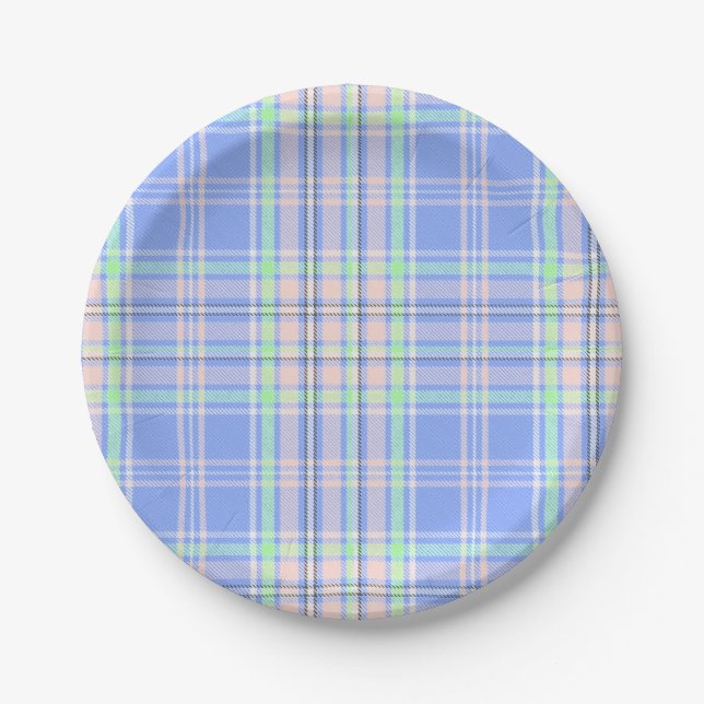 Pastel Plaid Baby Shower Plate (Front)