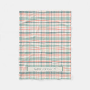 Pastel Plaid Baby's First Christmas Fleece Blanket