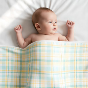 Pastel Plaid Baby's First Christmas Sherpa Blanket