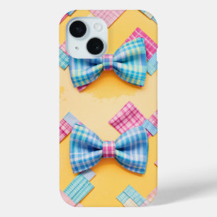 Pastel Plaid Cute Bow Tie iPhone 15 Case
