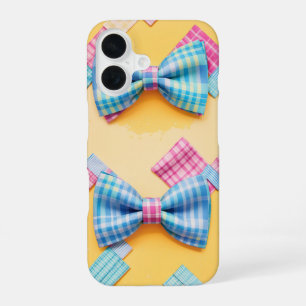 Pastel Plaid Cute Bow Tie iPhone 16 Case