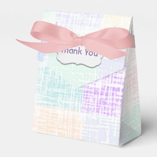 pastel plaid design with tag favour box (Front Side)