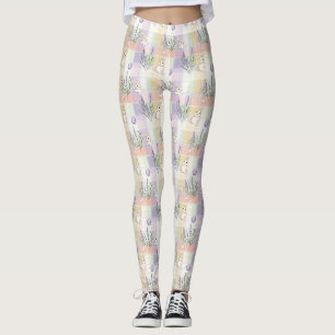 Pastel Plaid Easter Bunny Pattern Leggings