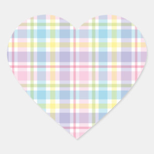 Pastel Plaid Heart Sticker