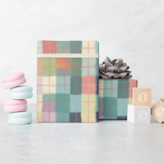 Pastel Plaid in Pinks Yellows & Minty Green Wrapping Paper