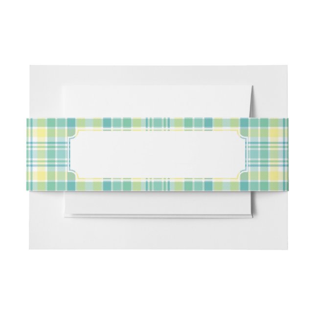Pastel Plaid Invitation Belly Band (Front Example)