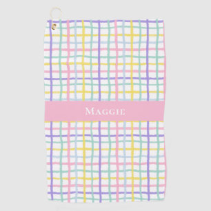 Pastel Plaid Ladies Personalised Golf Towel