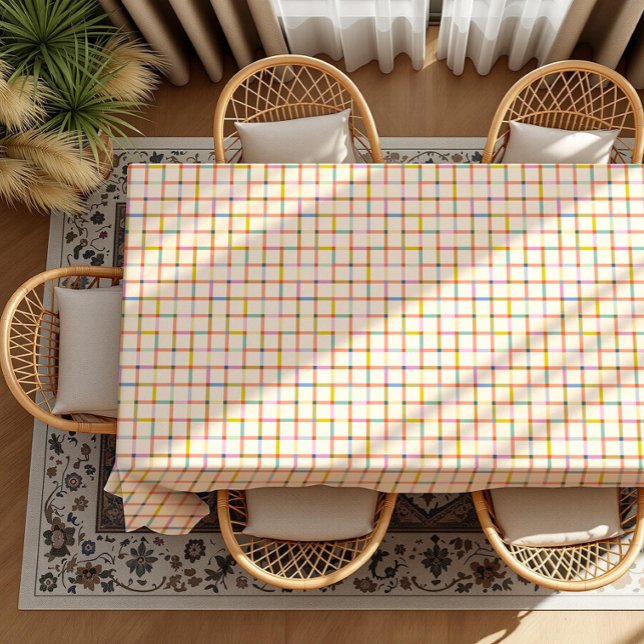Pastel Plaid matching colourful trendy Tablecloth (Creator Uploaded)