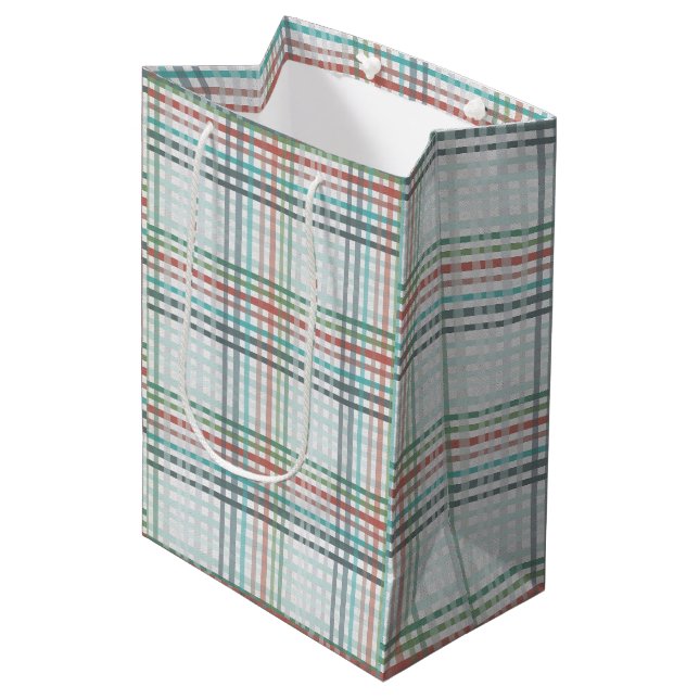 Pastel plaid medium gift bag (Front Angled)