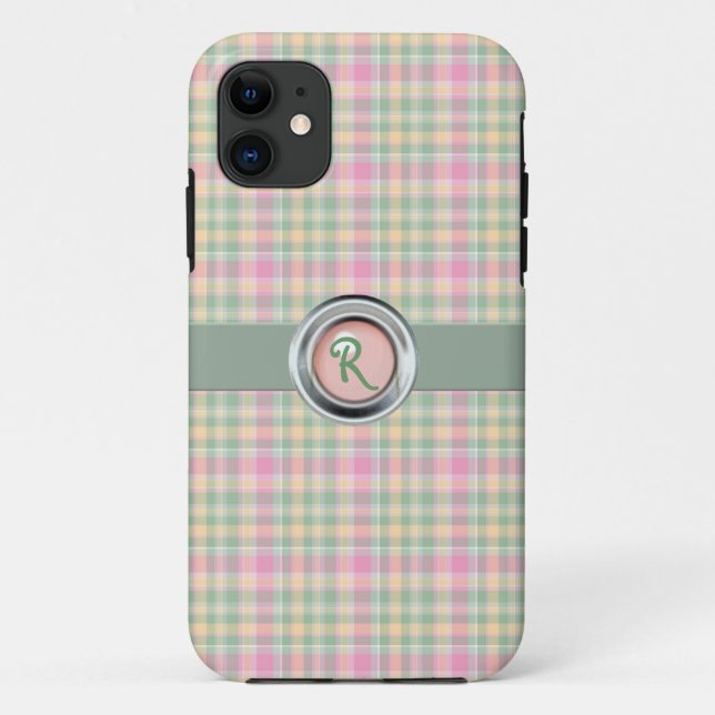 Pastel Plaid Monogram iPhone 5 Case (Back)