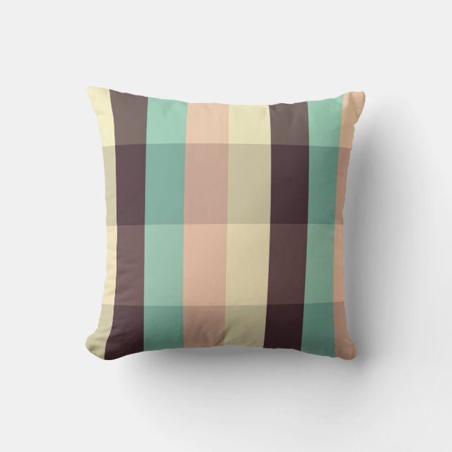 Pastel plaid pattern in  horizontal stripes cushion (Front)