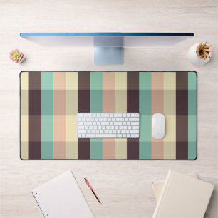 Pastel plaid pattern in  horizontal stripes desk mat
