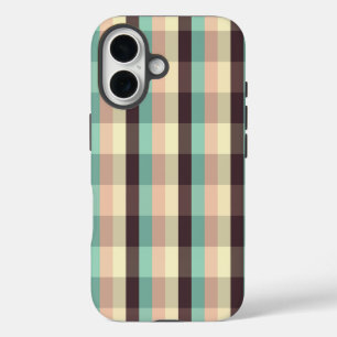 Pastel plaid pattern in horizontal stripes iPhone 16 case